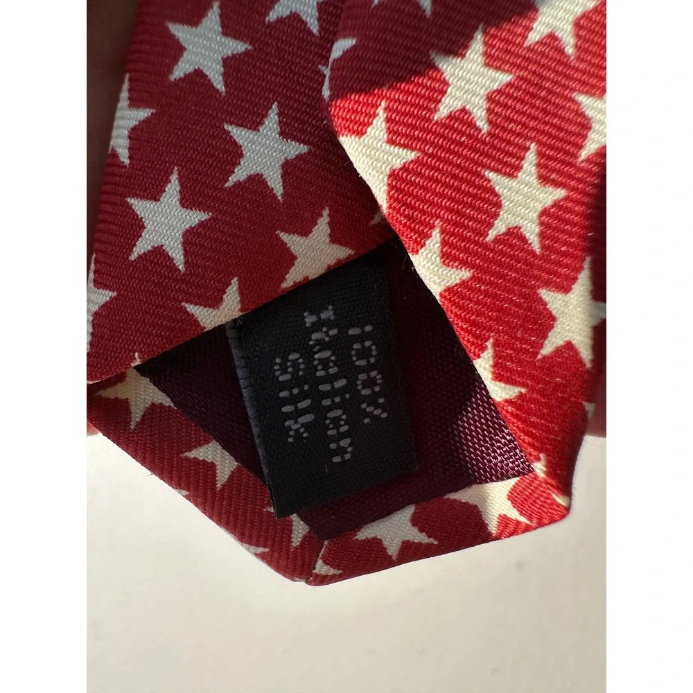 American Eagle Outfitters Mens Silk Tie Patriotic Stars Stripes Red White Blue